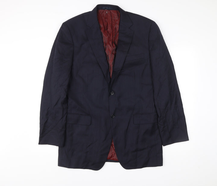 John Lewis Men Blue Stripe Wool Suit Jacket 40L Regular Fit