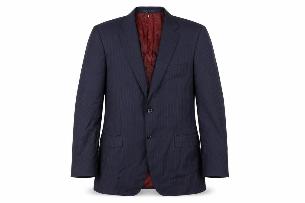 Front view of John Lewis Men Blue Stripe Wool Suit Jacket 40L Regular Fit