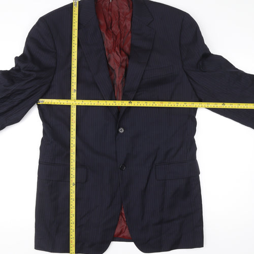 John Lewis Men Blue Stripe Wool Suit Jacket 40L Regular Fit
