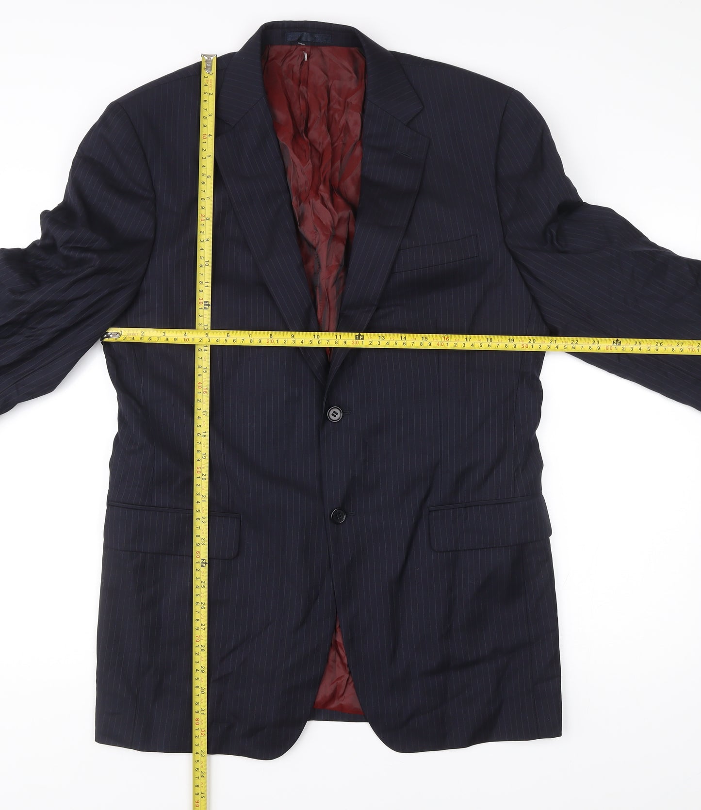 John Lewis Men Blue Stripe Wool Suit Jacket 40L Regular Fit