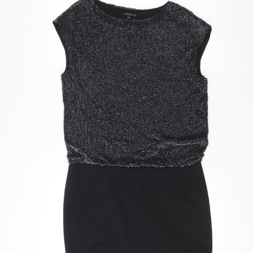 Theory Womens Black Beaded Sleeveless Sheath Dress Size 8
