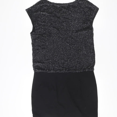 Theory Womens Black Beaded Sleeveless Sheath Dress Size 8