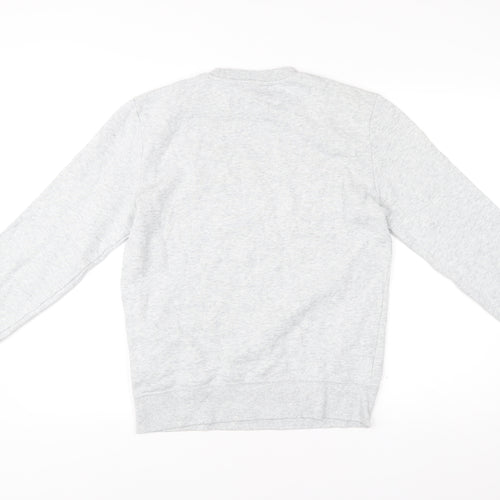 H&M Men’s Grey XS Pullover Sweatshirt with Embroidered Logo