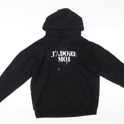New Look Women’s Black Pullover Hoodie Medium J'adore Moi Print