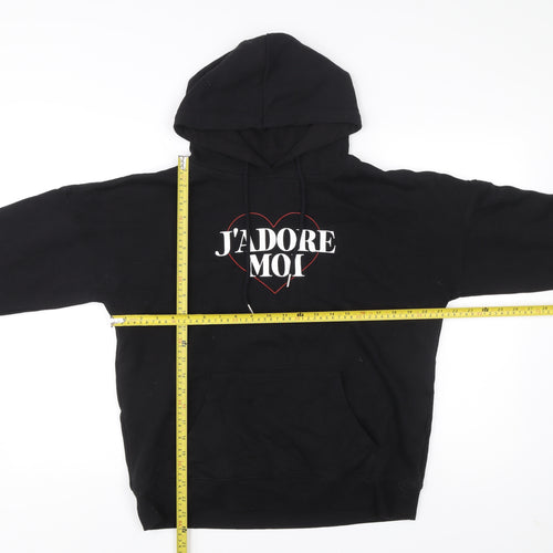 New Look Women’s Black Pullover Hoodie Medium J'adore Moi Print