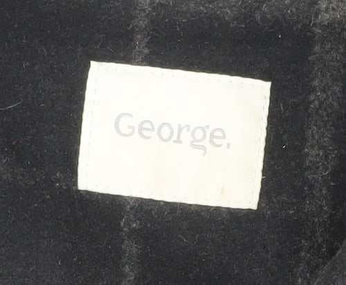 George Women’s Black Check Mid-Length Hooded Coat UK 12