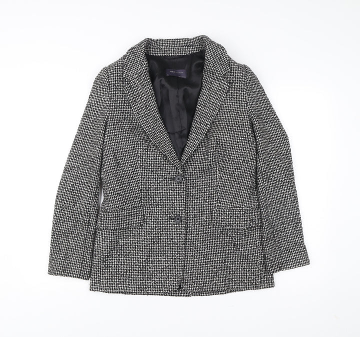 Marks and Spencer Women Black Herringbone Blazer Size 8