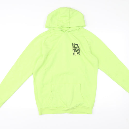 Matalan Boys Green Pullover Hoodie Age 12 Years NYC Graphic Print