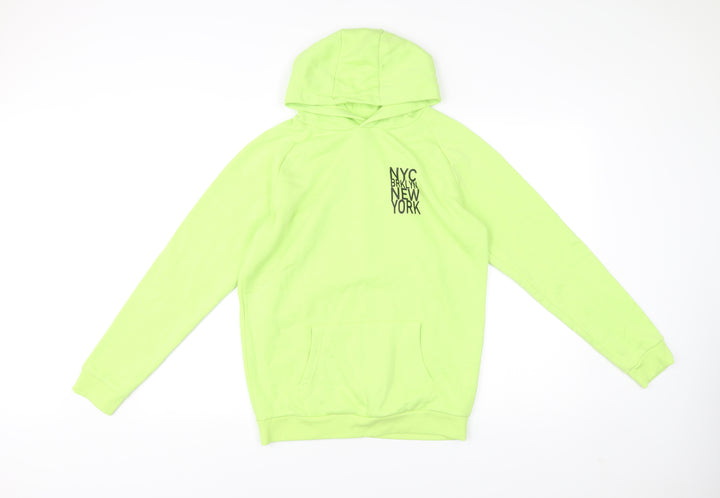 Matalan Boys Green Pullover Hoodie Age 12 Years NYC Graphic Print