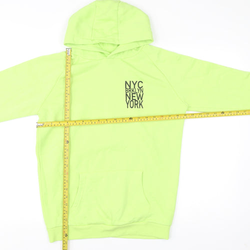 Matalan Boys Green Pullover Hoodie Age 12 Years NYC Graphic Print