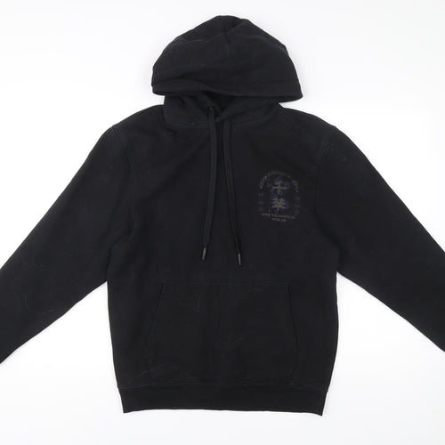 River Island Men’s Black Pullover Hoodie S Graphic Print Japanese Style