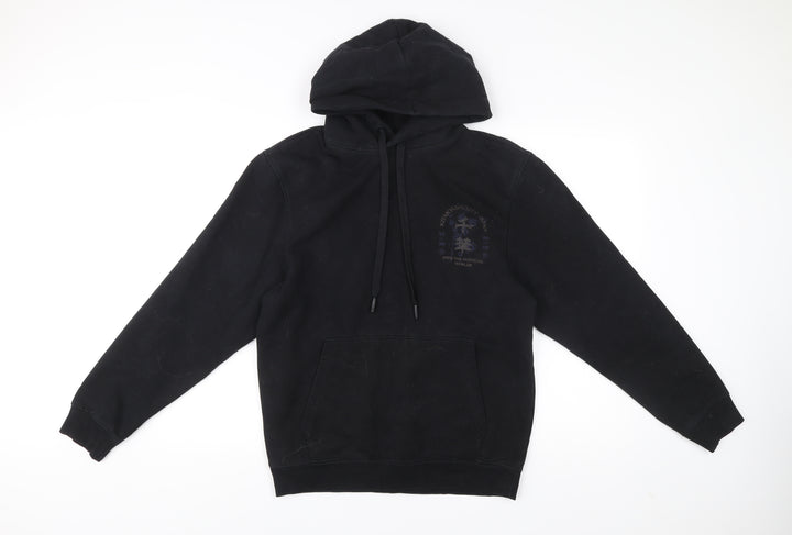 River Island Men’s Black Pullover Hoodie S Graphic Print Japanese Style