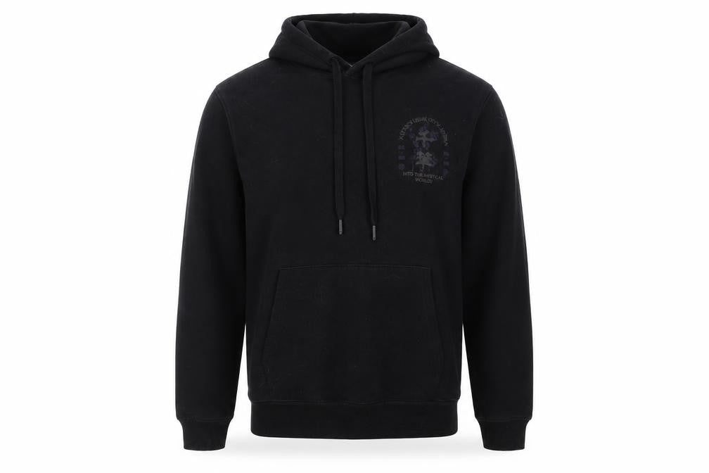 Front view of River Island Men’s Black Pullover Hoodie S Graphic Print Japanese Style