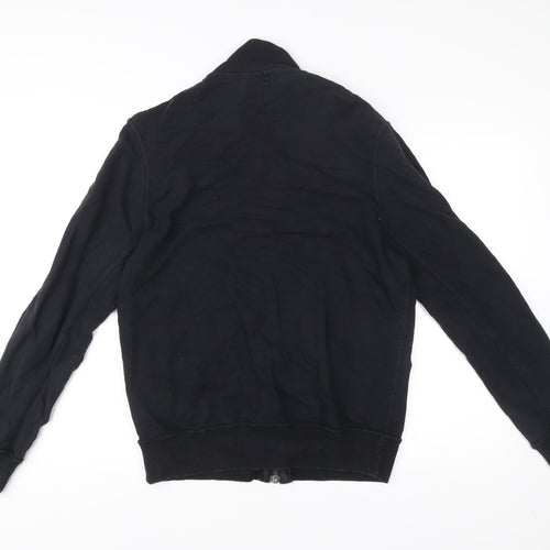Zara Man Black Bomber Jacket Men XL 42 Stand Collar Cotton