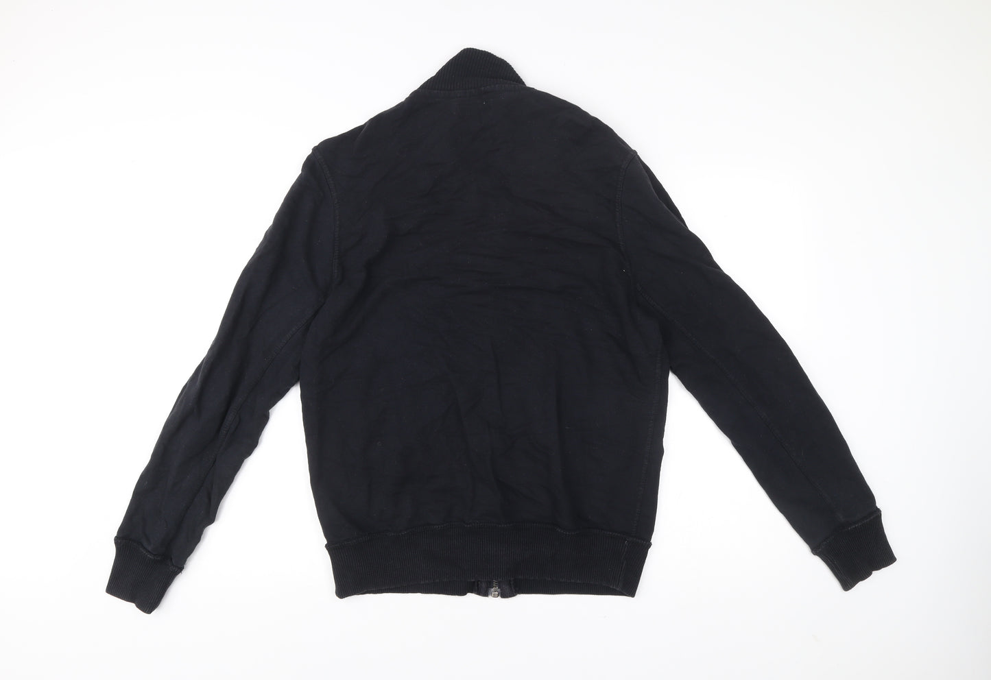 Zara Man Black Bomber Jacket Men XL 42 Stand Collar Cotton