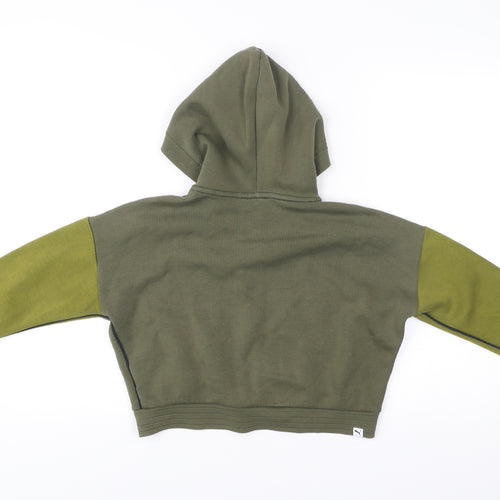 Puma Girls Green Full Zip Hoodie 11-12Y Cotton Blend Colourblock