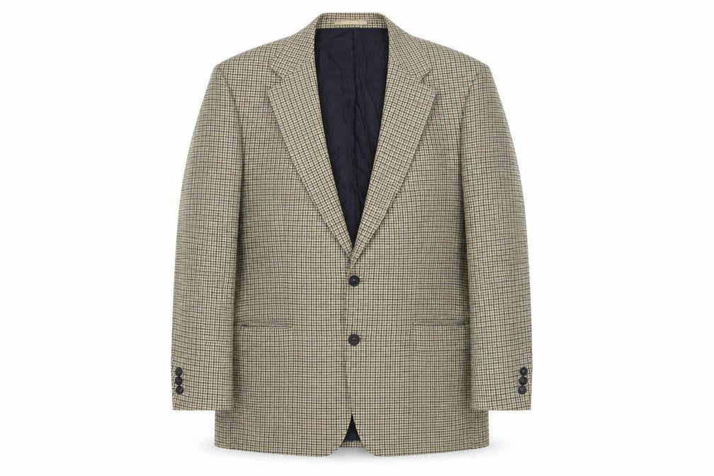Front view of Mr Harry Men's Brown Checked Wool Blend Blazer Jacket 42R