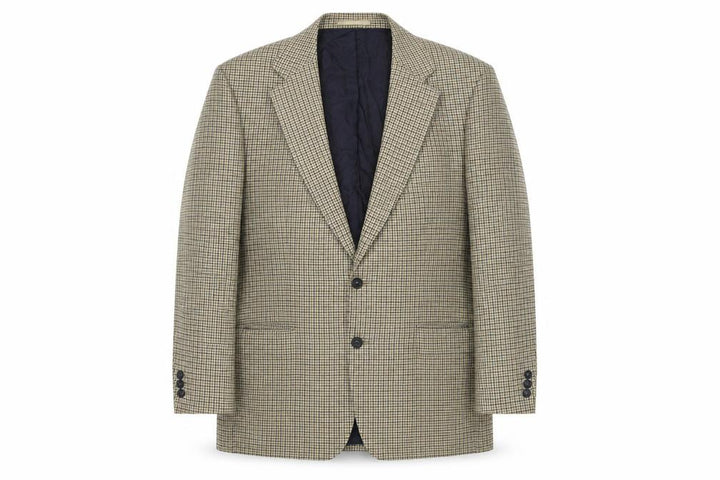 Front view of Mr Harry Men's Brown Checked Wool Blend Blazer Jacket 42R