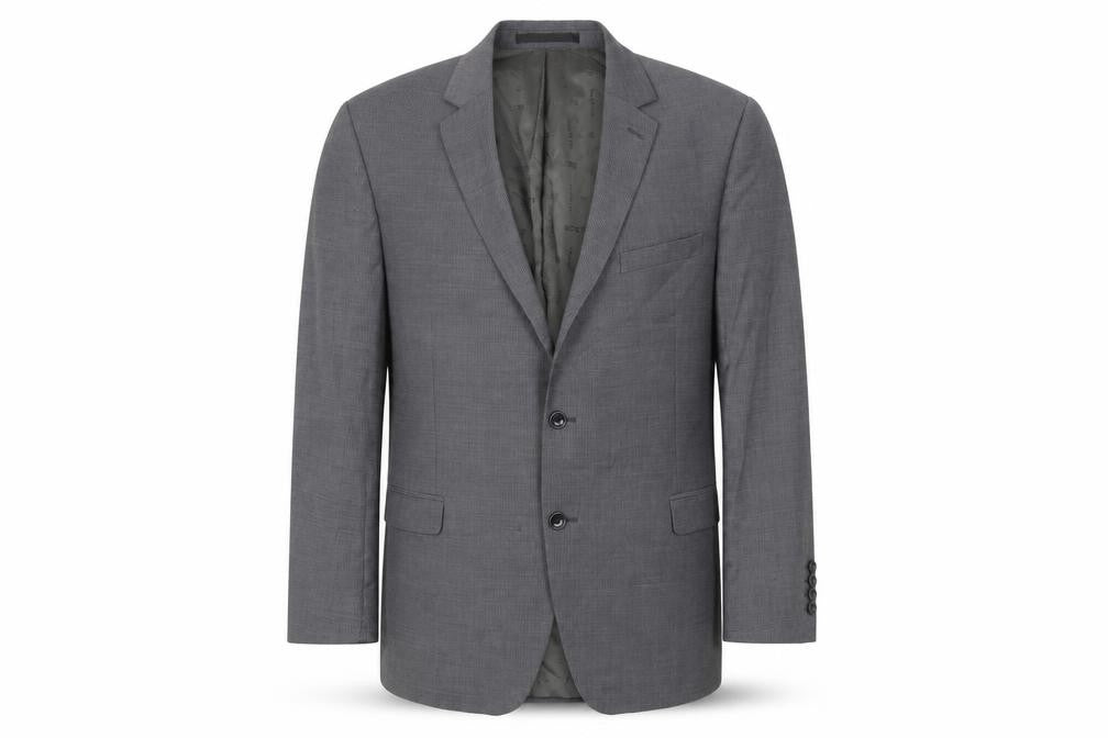 Front view of Blazer Men Grey 44 Short Wool Blend Two-Button Jacket