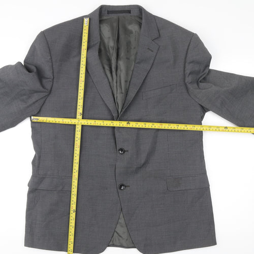 Blazer Men Grey 44 Short Wool Blend Two-Button Jacket