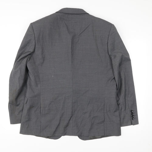 Blazer Men Grey 44 Short Wool Blend Two-Button Jacket