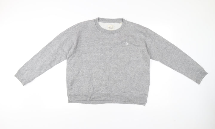 Jack Wills Womens Grey Crew Neck Sweatshirt UK 12 Cotton Blend
