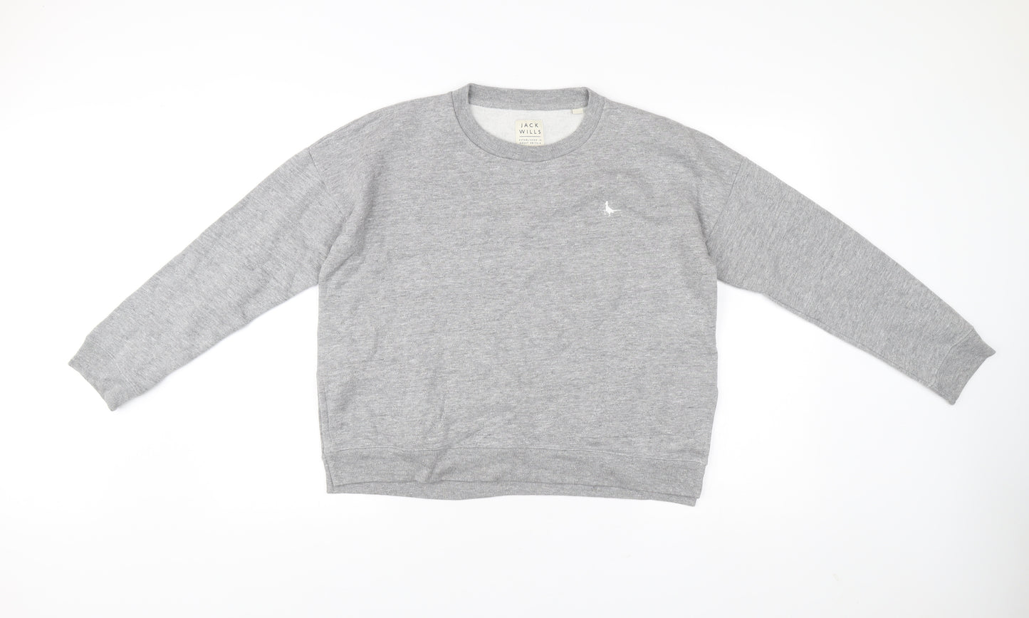 Jack Wills Womens Grey Crew Neck Sweatshirt UK 12 Cotton Blend