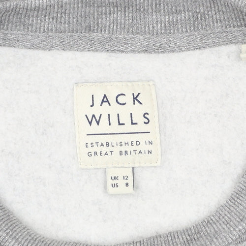 Jack Wills Womens Grey Crew Neck Sweatshirt UK 12 Cotton Blend