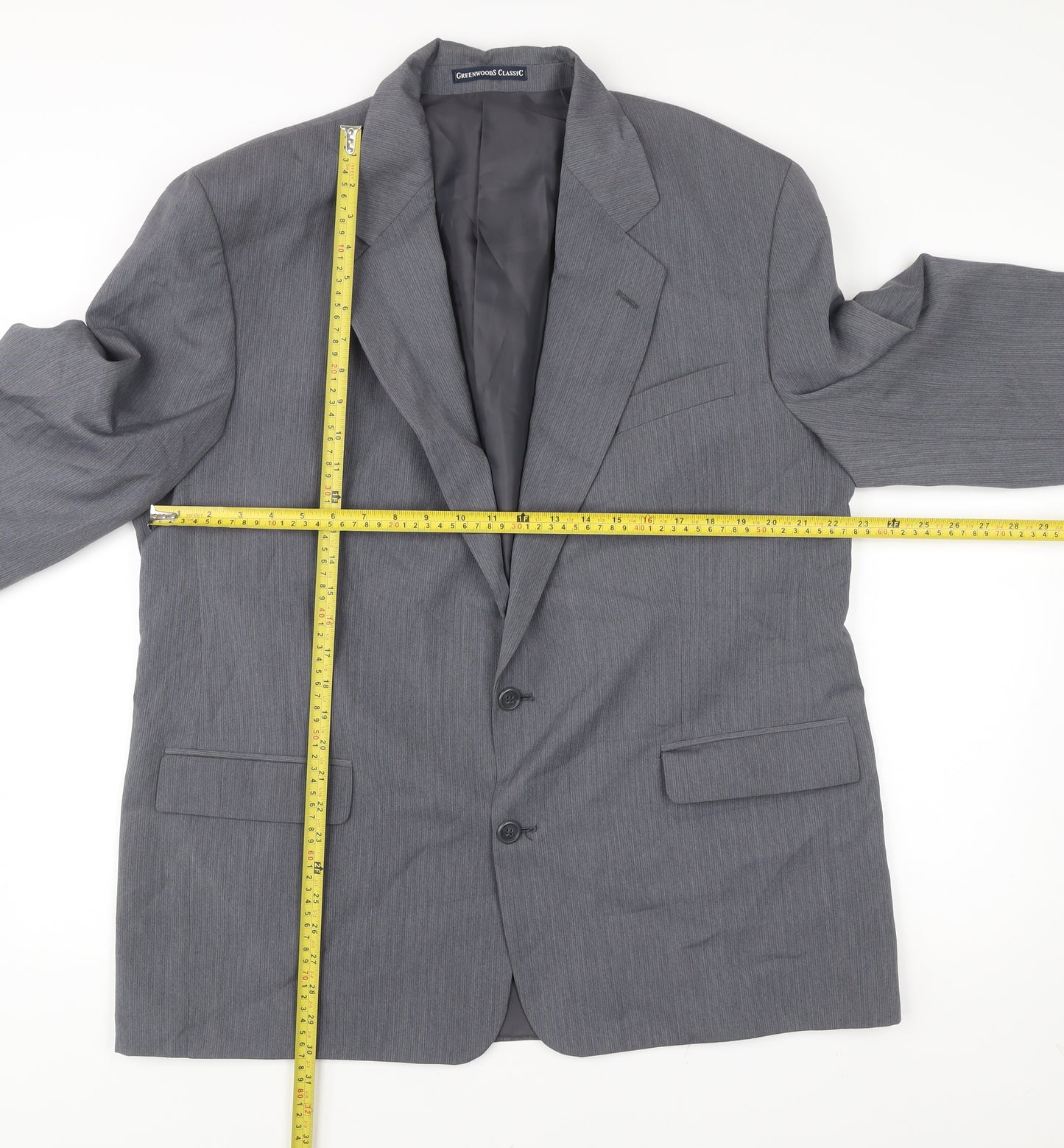 Greenwoods Classic Men's Grey 46R Wool Blend Blazer Jacket