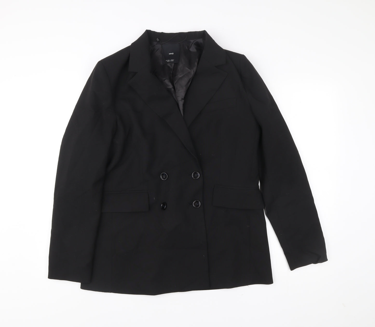 MNG Women Black L Double-Breasted Tailored Blazer Jacket