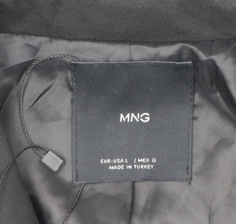 MNG Women Black L Double-Breasted Tailored Blazer Jacket