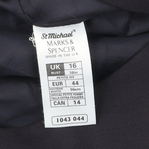 Marks and Spencer Women’s Blue Wool Petite Fit Suit Jacket UK 16