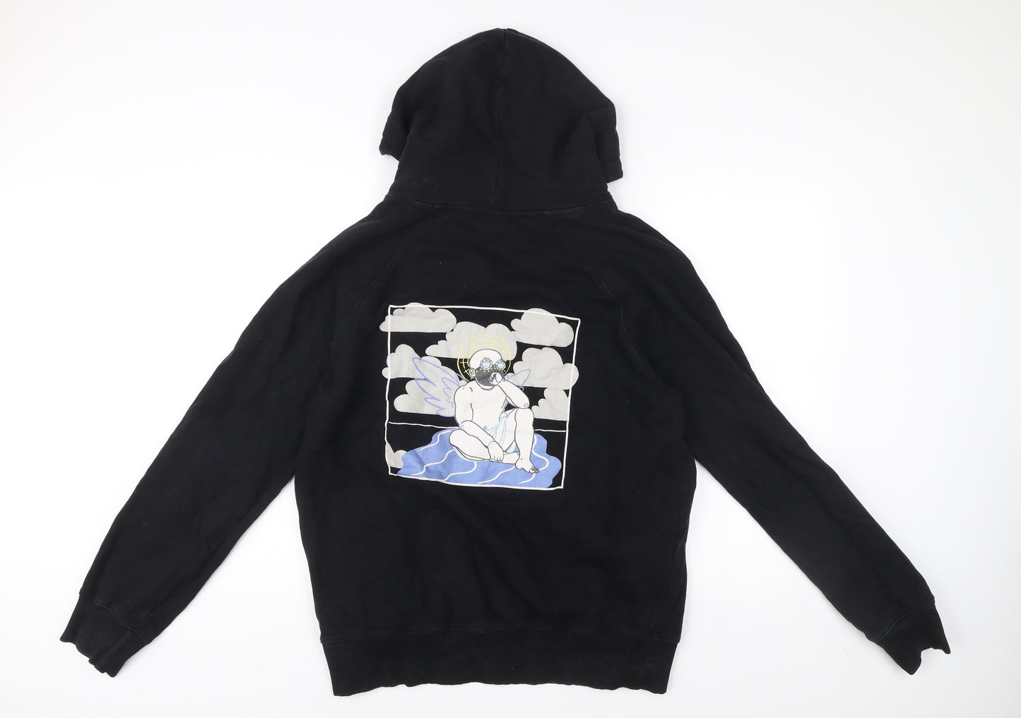 Santo Ammo Men’s Black Pullover Hoodie L Graphic Angel Print