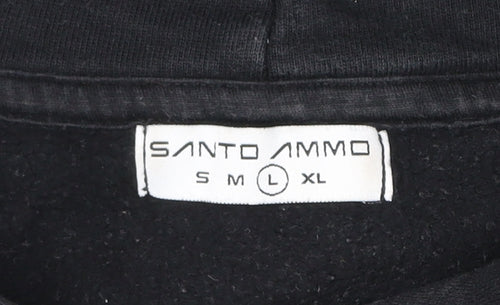 Santo Ammo Men’s Black Pullover Hoodie L Graphic Angel Print