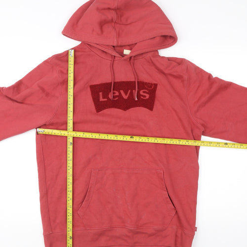 Levi's Men Red Pullover Hoodie M Logo Graphic Long Sleeve