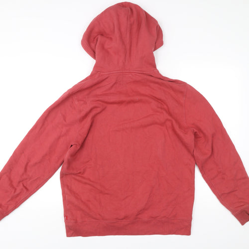 Levi's Men Red Pullover Hoodie M Logo Graphic Long Sleeve