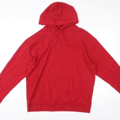Hollister Men’s Red Pullover Hoodie XL Logo Fleece Casual