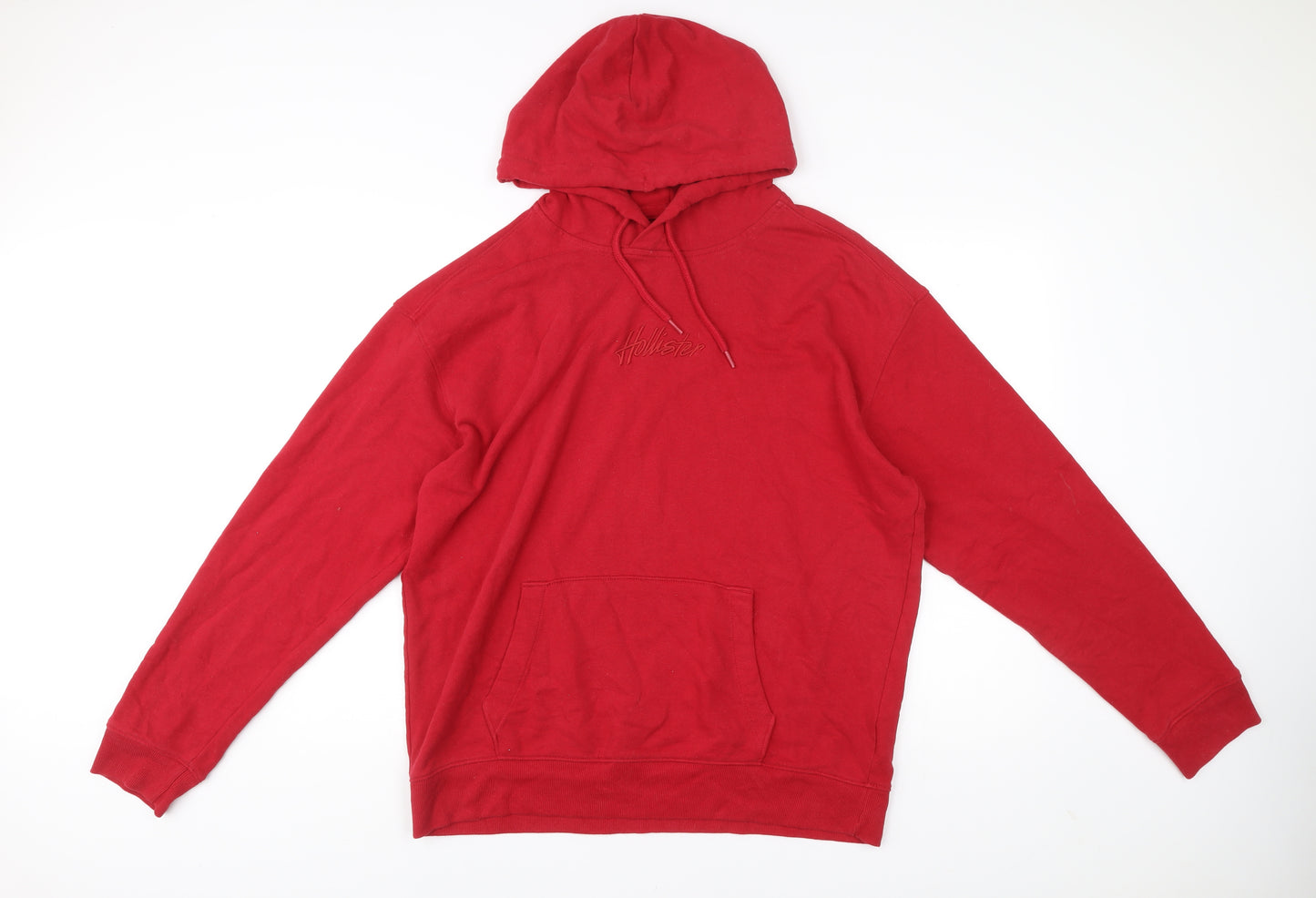 Hollister Men’s Red Pullover Hoodie XL Logo Fleece Casual