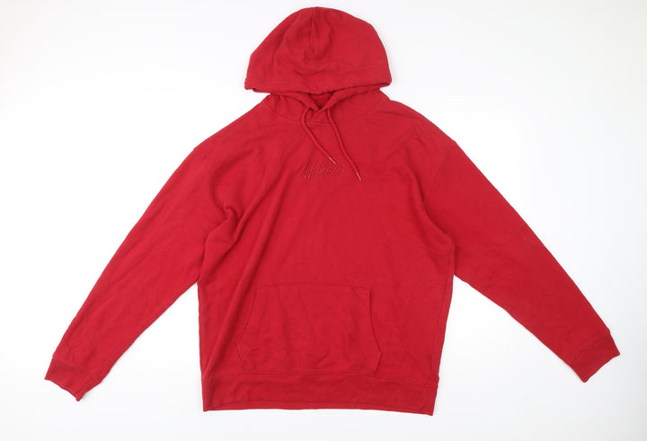 Hollister Men’s Red Pullover Hoodie XL Logo Fleece Casual