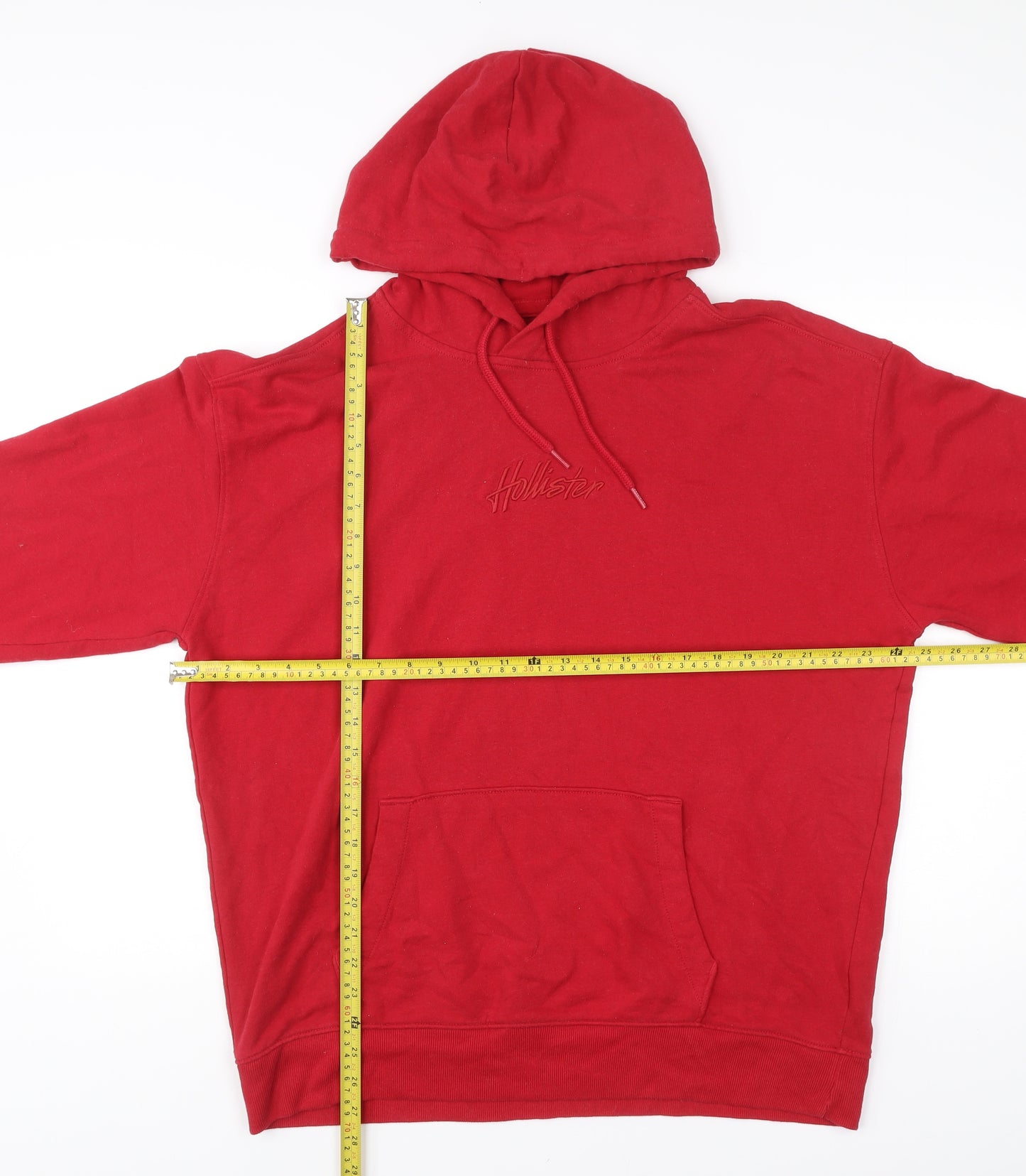 Hollister Men’s Red Pullover Hoodie XL Logo Fleece Casual