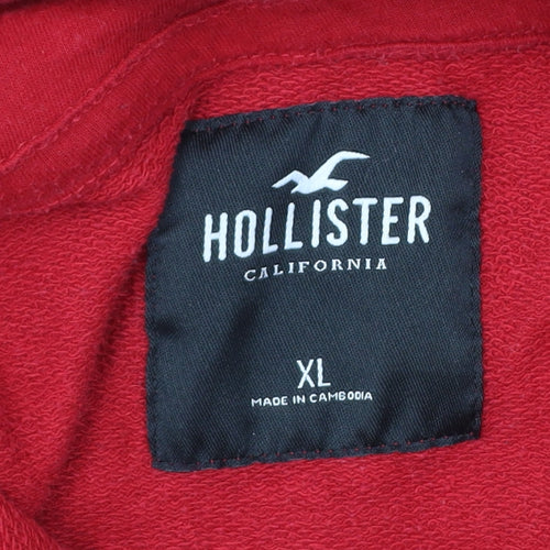 Hollister Men’s Red Pullover Hoodie XL Logo Fleece Casual