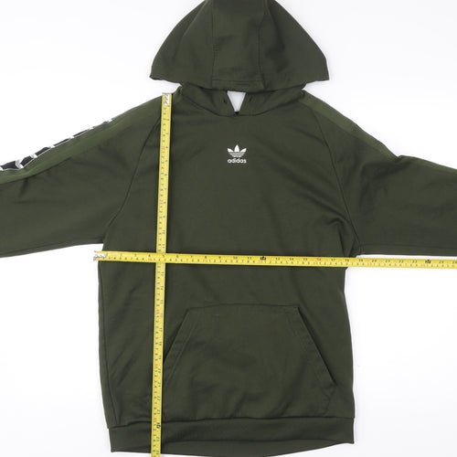 Adidas Men’s Green Pullover Hoodie Small Logo Sportswear Fleece