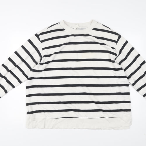 H&M MAMA Women’s Black White Striped Sweatshirt XL Cotton Blend