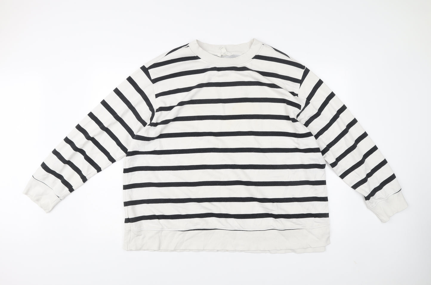 H&M MAMA Women’s Black White Striped Sweatshirt XL Cotton Blend