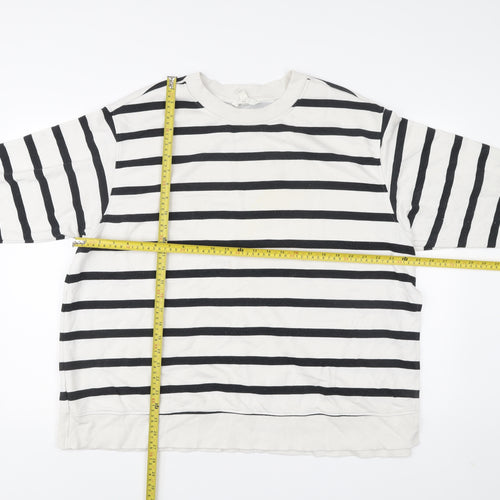 H&M MAMA Women’s Black White Striped Sweatshirt XL Cotton Blend
