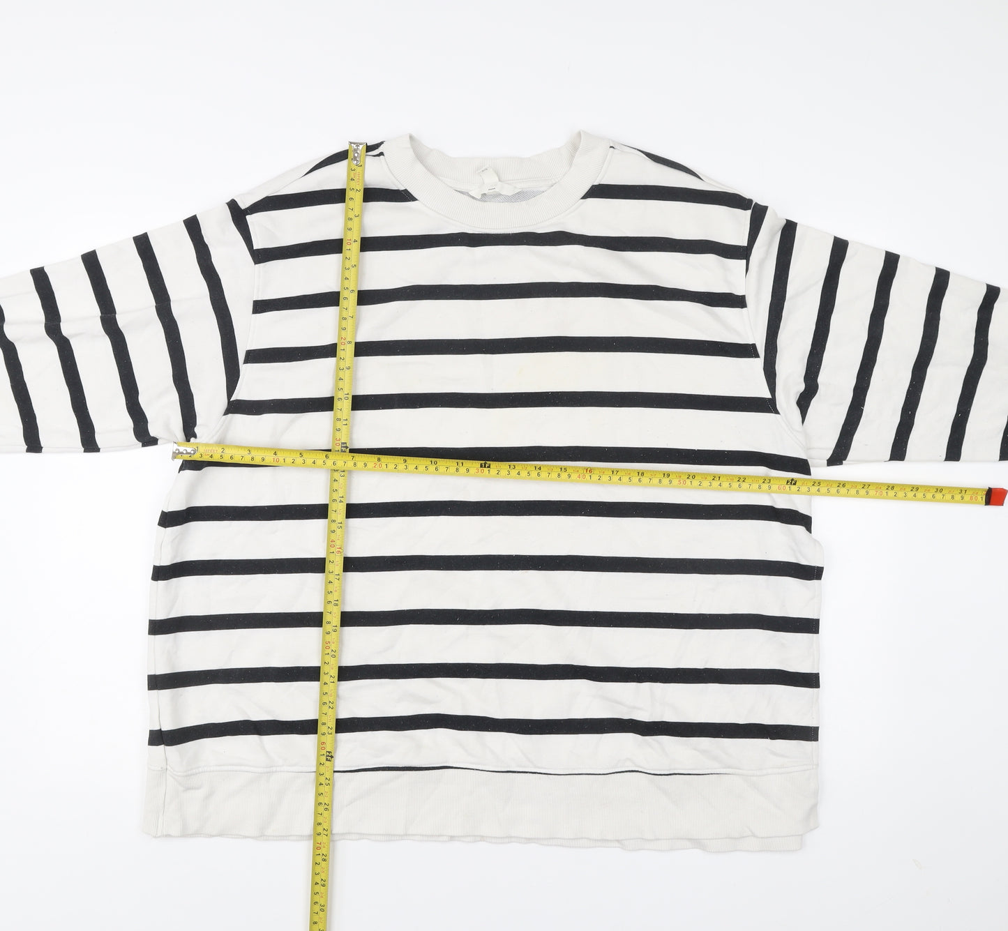 H&M MAMA Women’s Black White Striped Sweatshirt XL Cotton Blend
