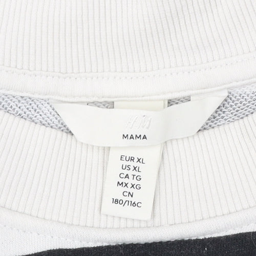 H&M MAMA Women’s Black White Striped Sweatshirt XL Cotton Blend