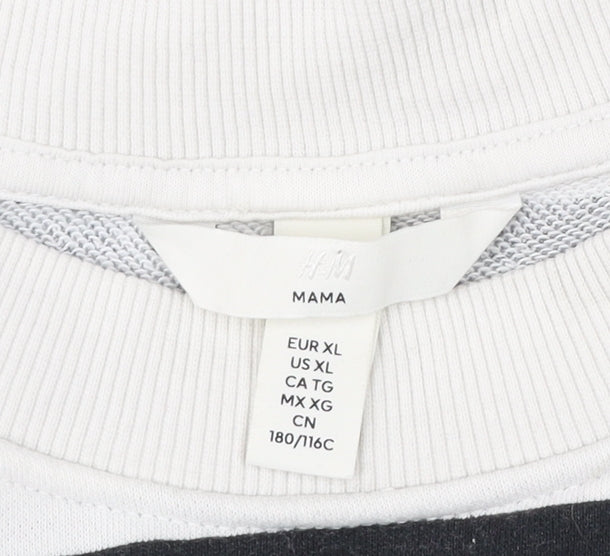 H&M MAMA Women’s Black White Striped Sweatshirt XL Cotton Blend