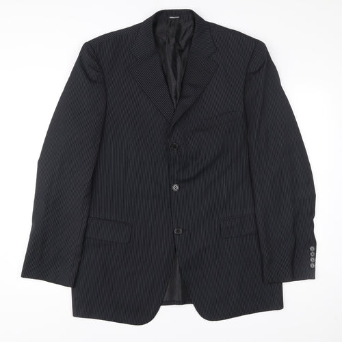 A2Bay Limited Edition Men’s Black Pinstripe Wool Blazer Jacket Size 42