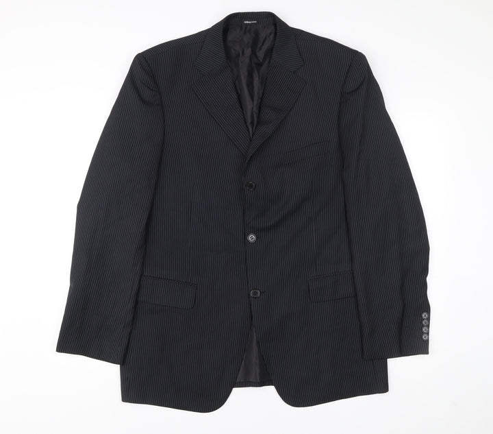 A2Bay Limited Edition Men’s Black Pinstripe Wool Blazer Jacket Size 42